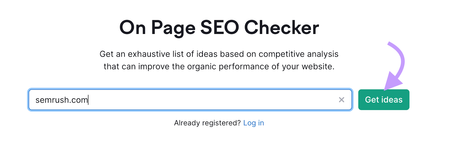 "sr02.scalepine.com" domain entered into the On Page SEO Checker search bar