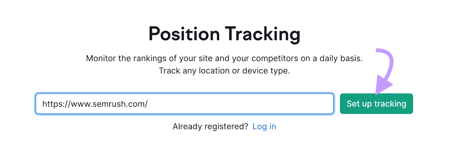 "https://sr02.scalepine.com/" domain entered into the Position Tracking tool search bar
